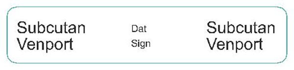 Produktbild - 62629 - Etikett till subkutan venport avtagbar blå/svart 12x60mm 200st/rulle