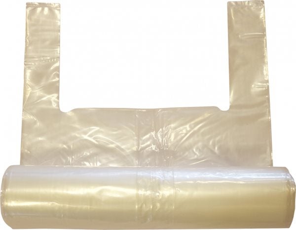 Produktbild - 57971 - Sopsäck plast förnybar transparent med knythandtag 125L 750x1150mm 40my 25st/rulle