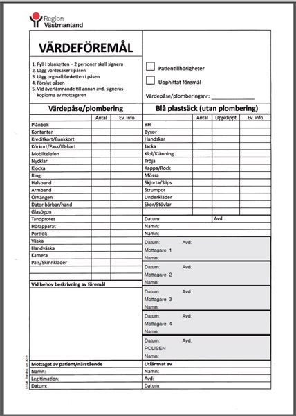 Produktbild - 51538 - Värdeföremålskvitto Region Västmanland