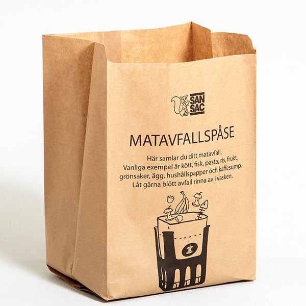Produktbild - 62298 - Papperspåse för kompost 2-bladig med tryck 9L 200/150x360mm