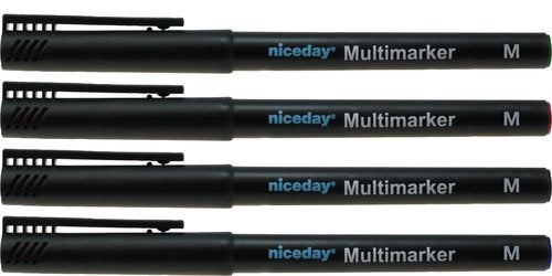 Produktbild - 63689 - Penna vattenfast 1,0mm röd blå grön svart 4-set