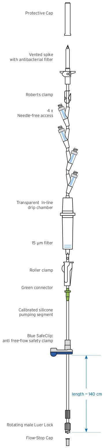 Produktbild - VF000178048 - Infusionsaggregat för onkologi med 4 portar till volympump Agilia