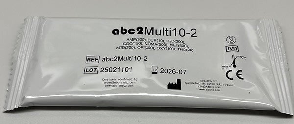 Produktbild - 65213 - Drogteststicka för urin 10 parametrar AMP BUP BZD COC MDMA MET MTD OPI 