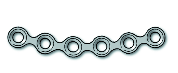 Produktbild - VF000122386 - Platta böjd mikro för periorbital stabilisering steril 6 hål tjocklek 1,5mm