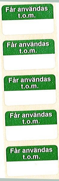Produktbild - 57657 - Etikett Får användas till och med permanent vellum grön/vit 28x16mm 2000st/rulle
