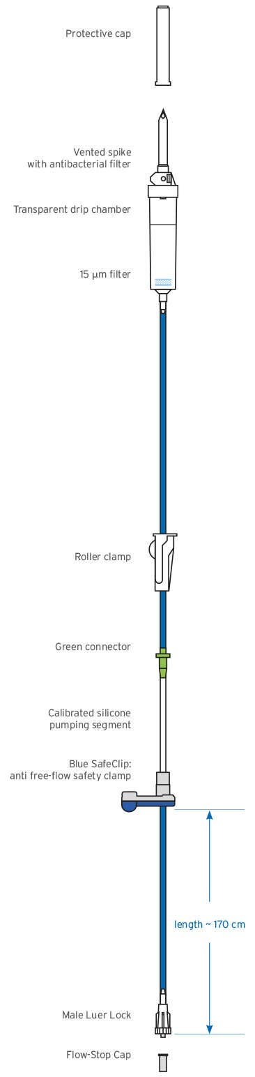 Produktbild - VF000178052 - Infusionsaggregat PVC-fri blå till Agilia VL SP 90