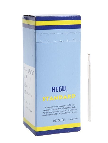 Produktbild - 53289 - Akupunkturnål med hylsa med försilvrat skaft kinesisk slipning 0,20x15