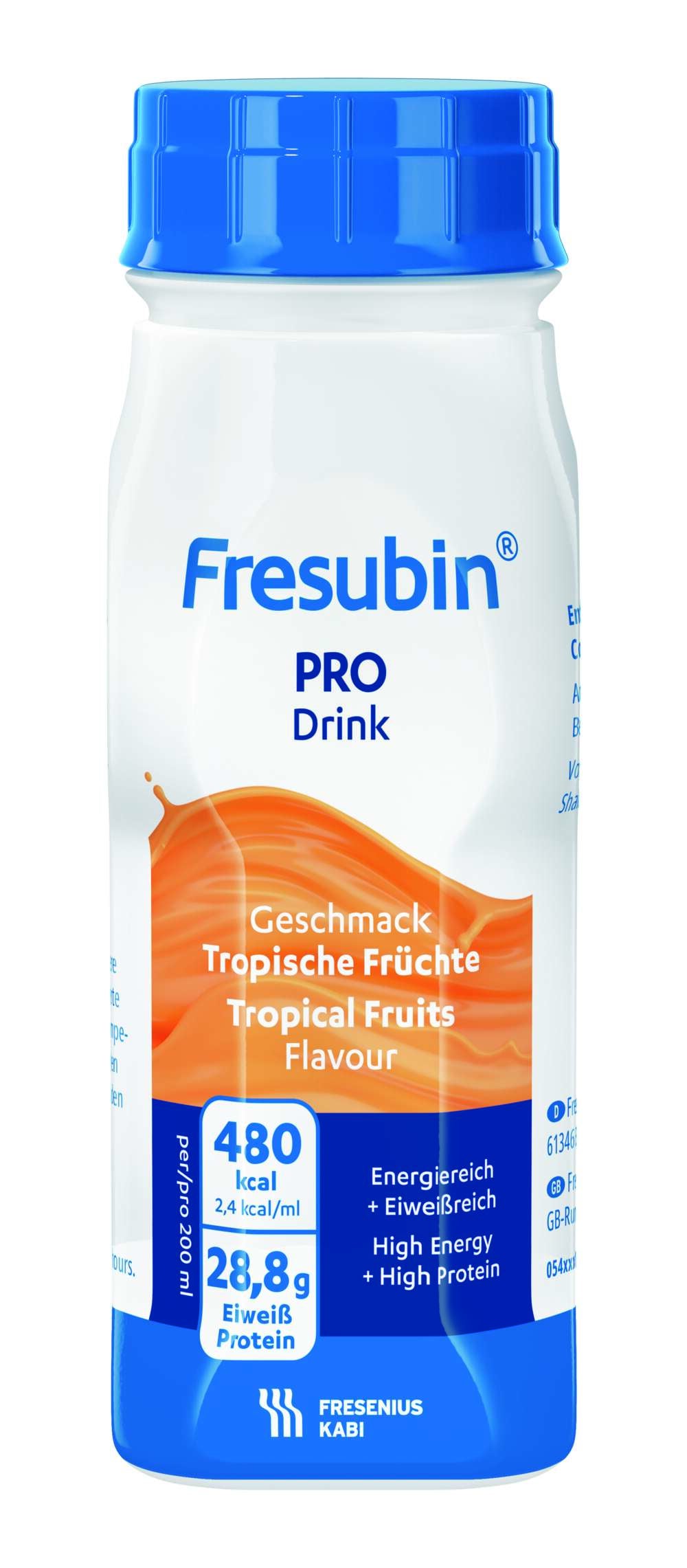 Produktbild - VF000177326 - Fresubin PRO drink kosttillägg protein tropisk frukt 240kcal/100ml 14g protein/100ml 200ml 4-pack