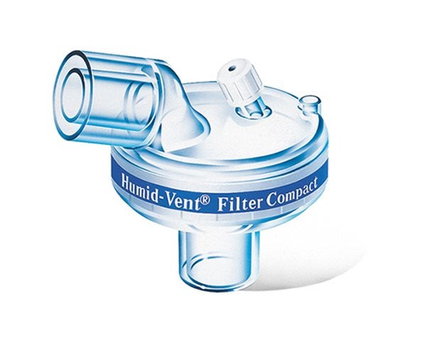 Produktbild - 55672 - Fukt- och värmeväxlarfilter bakterie- och virus vinklad med port för vuxen TV 150-1000ml koppling F15/M22-M15