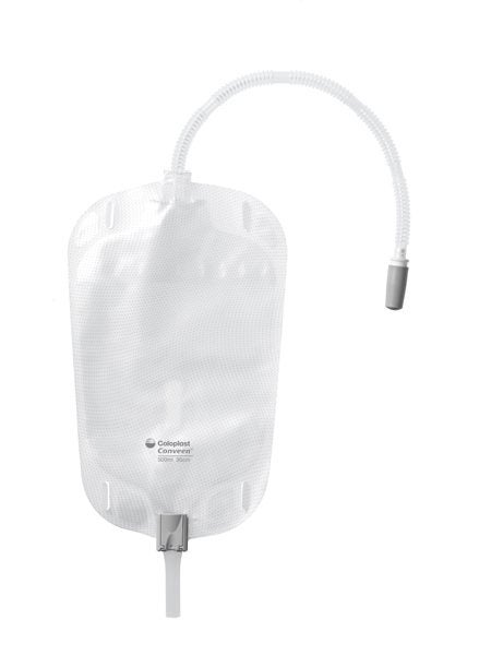 Produktbild - 71787 - Benurinpåse tömbar med flerkammarsystem och fast konnektor 500ml slang 30cm