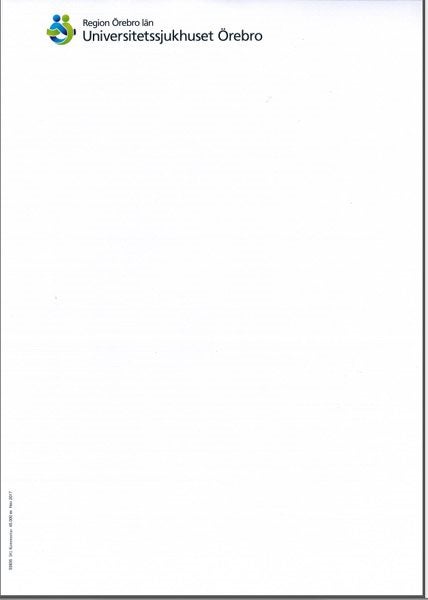 Produktbild - 55835 - Brevpapper fortsättningsblad Universitetssjukhuset Örebro A4 80g