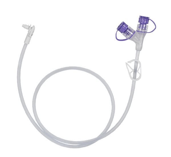 Produktbild - 58407 - Nutritionsslang vinklad med läkemedelsport till gastrostomiport 60cm