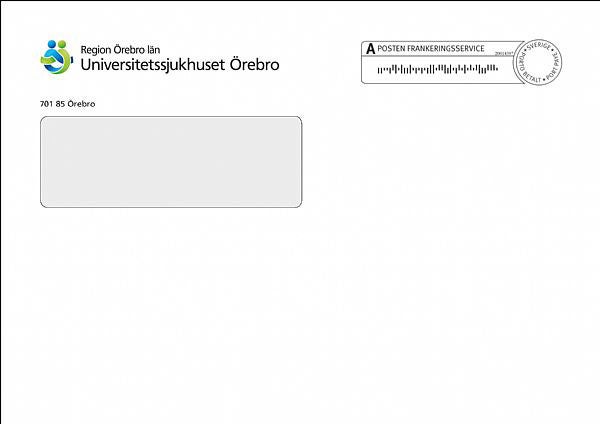 Produktbild - 60896 - Kuvert med fönster fukthäftande A-post Universitetssjukhuset Örebro vitt C5V2 90g