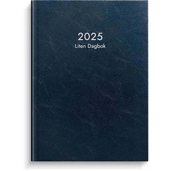 Produktbild 1 - 64900 - Almanacka Dagbok 2025 inbunden 2 dagar per uppslag timindelad kl 8-21 konstläder blå 105x148mm