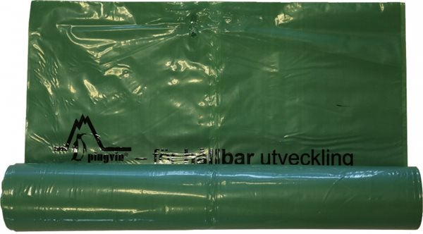 Produktbild - 57965 - Sopsäck plast förnybar grön 125L 390/360x1150mm 30my 25st/rulle