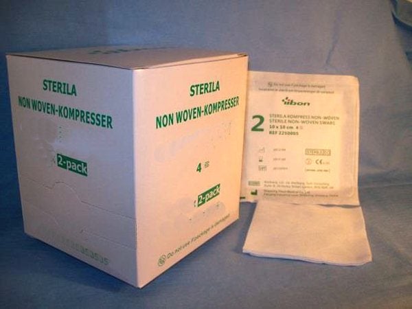 Produktbild - 50557 - Kompress nonwoven 4-lager 10x10cm 2-pack