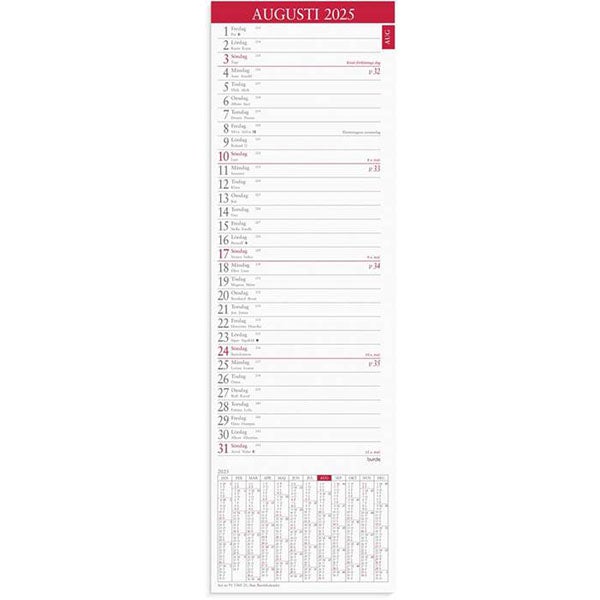 Produktbild - 64887 - Bordsalmanacka stor 2025 till skrivbordsunderlägg 115x370mm