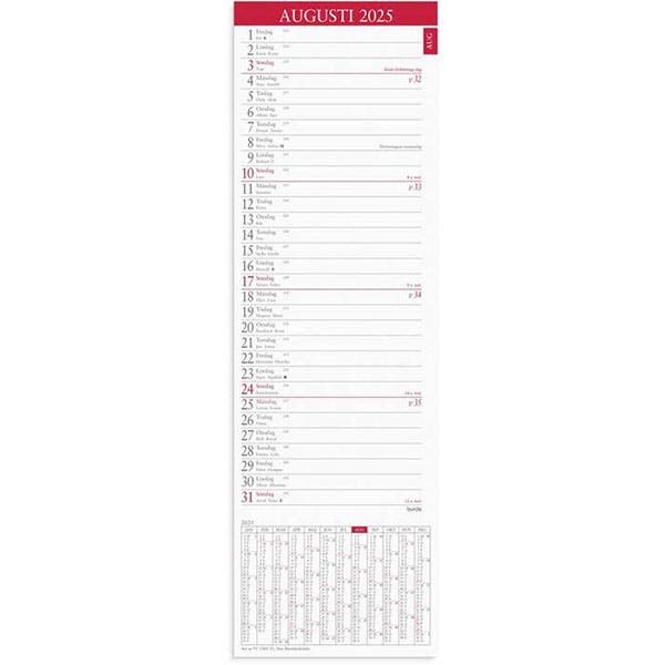 Produktbild - 64887 - Bordsalmanacka stor 2025 till skrivbordsunderlägg 115x370mm