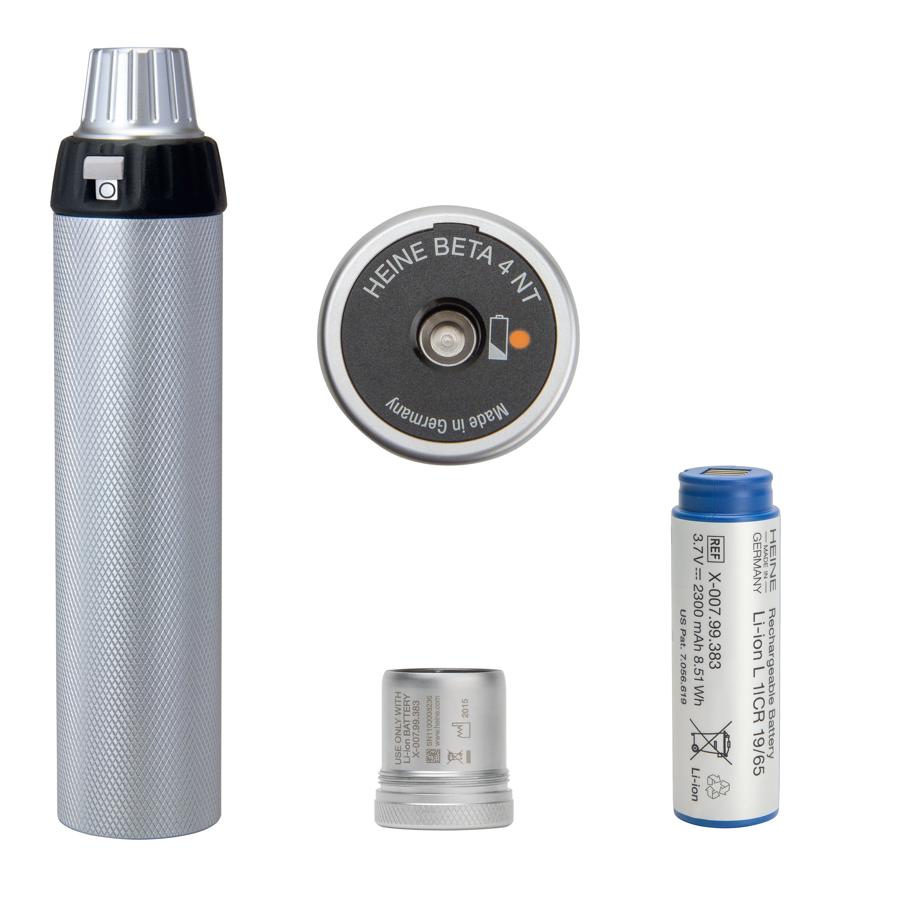 Produktbild - VF000176612 - Handtag till oto- och oftalmoskop komplett med litiumbatteri och laddindikator 3,5V