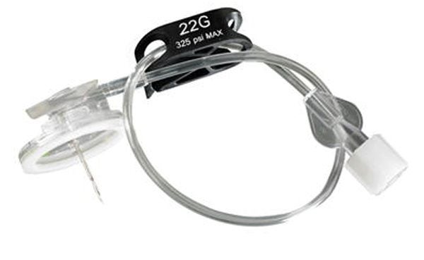 Produktbild - 51577 - Injektionsportkanyl med stickskydd vingar och slang 22G 20mm