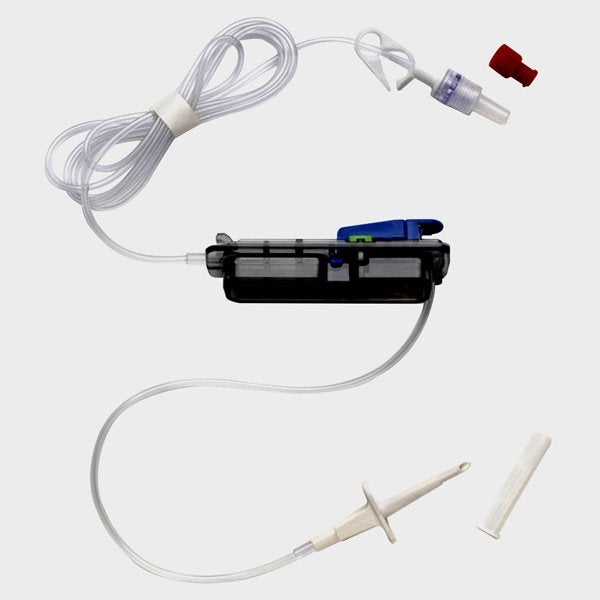 Produktbild - 58449 - Infusionsaggregat till bärbar smärtpump CADD Solis/Deltec med spike och inbyggt friflödesstopp 198cm