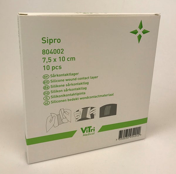 Produktbild - 61485 - Sårskydd med silikon polyuretannät 7,5x10cm