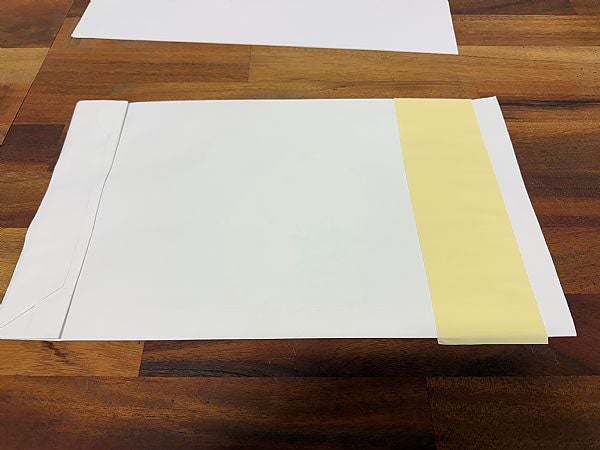 Produktbild - 65301 - Bälgpåse självhäftande med remsa vit 250x425x50