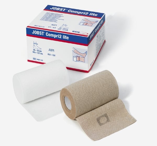 Produktbild - 56898 - Kompressionsbinda set 2-lager för arteriella och venösa sår och ödem polyester 18x25cm