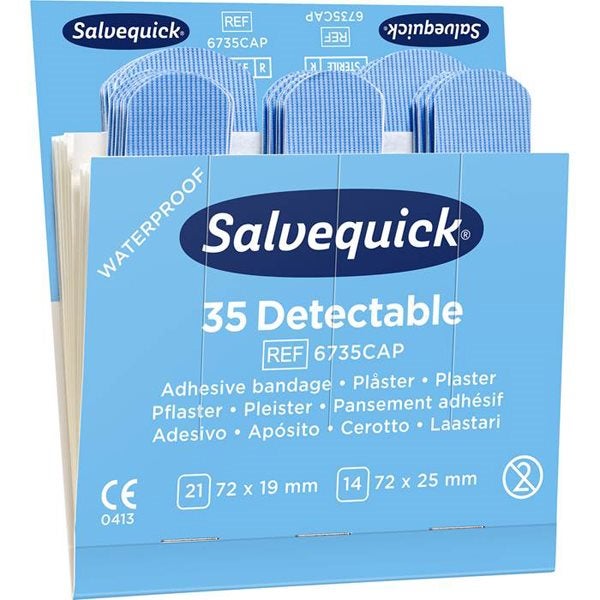 Produktbild - 58757 - Plåsterrefill detectable blå till första hjälpen-tavla 6x35-pack