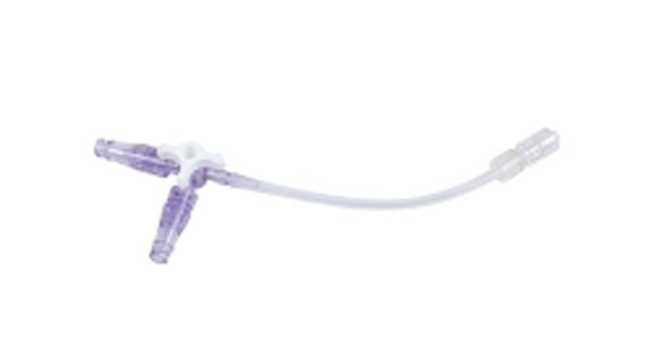 Produktbild - 57370 - Infusionskran 3-vägs vit med makroslang 10cm och injektionsmembran