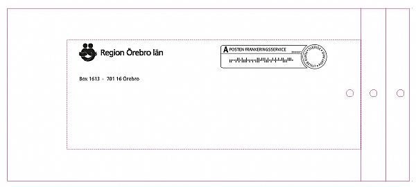 Produktbild - 54096 - Bälgpåse med hål och tryck A-post Region Örebro Län brun 125x290x40mm
