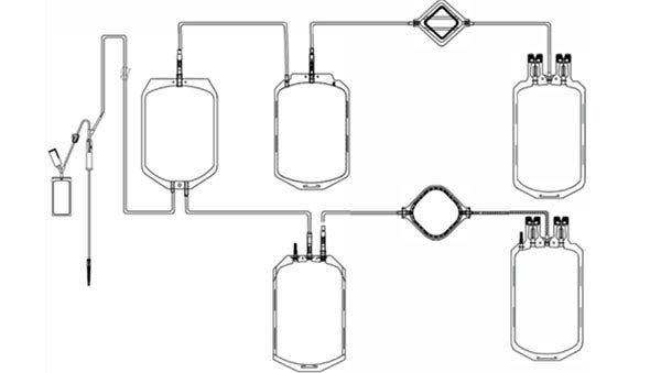 Produktbild - 52666 - Tappningspåseset 5-påsar med integrerat erytrocyt- och plasmafilter