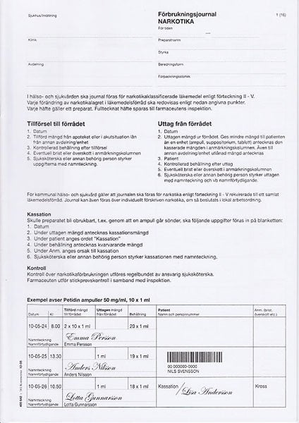 Produktbild - 47347 - Förbrukningsjournal för narkotika A4 häfte 16 sidor