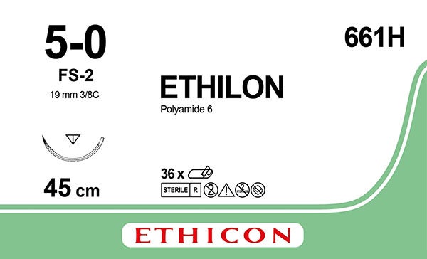 Produktbild - 73899 - SUT P-AMID MONOF  5-0 45CM NÅL FS-2 3/8CIRK OMV SKÄR 19MM