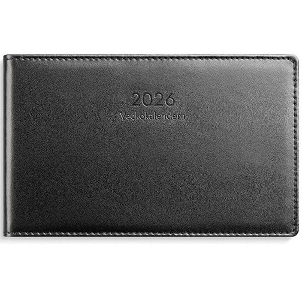 Produktbild - 65774 - Almanacka veckokalender 2026 skinn 1 vecka/uppslag timindelad kl 8-17 148x90mm