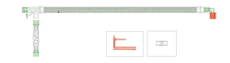Produktbild 2 - 58659 - Narkos- och respiratorslang koaxial 2m med integrerad samplingsslang 1,1m