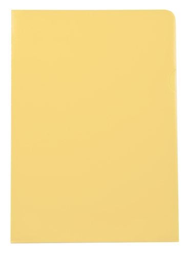 Produktbild - 54869 - Mapp kopsäker med tumgrepp öppen på 2 sidor gul plast A4 0,12mm