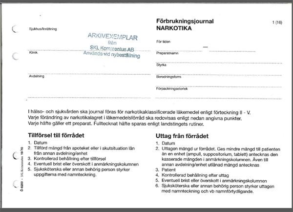 Produktbild - 50750 - Förbrukningsjournal för narkotika A5 liggande häfte 16 sidor