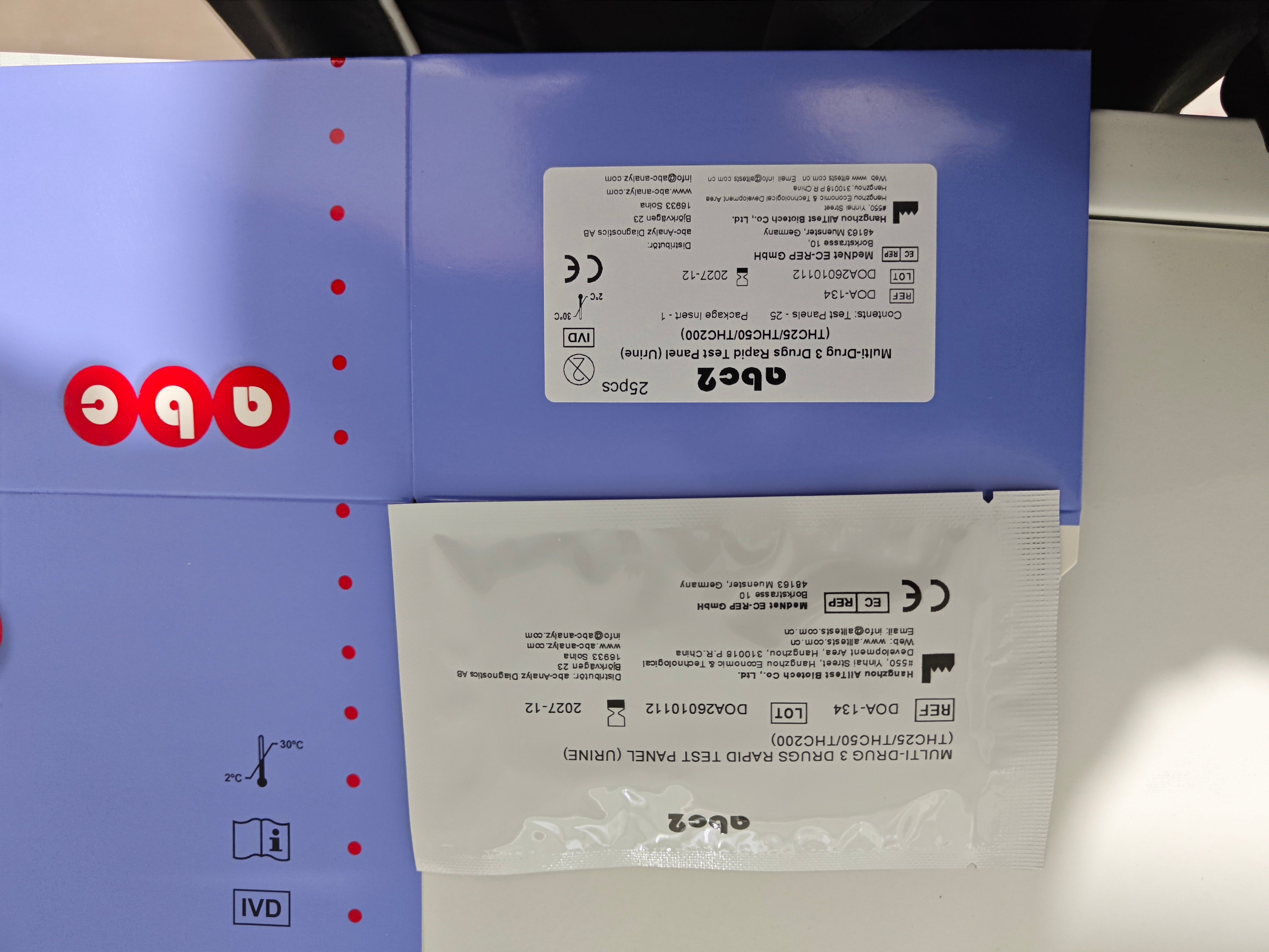 Produktbild - VF000184208 - Drogtest singelsticka för urin 3 parametrar THC 25-pack