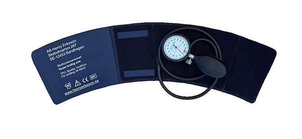 Produktbild - 65590 - Blodtrycksmanschett enkelslang med skruvventil konisk TPU blå för armomfång 30-40cm 14x40cm