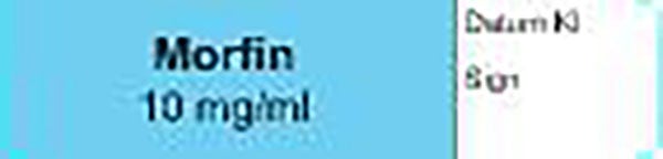 Produktbild - 62591 - Etikett Morfin 10mg/ml färgkodad 12x50mm 500st/rulle