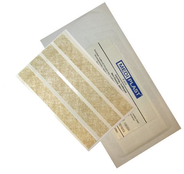 Produktbild - 56966 - Suturtejp nonwoven elastisk perforerad beige 25x125mm