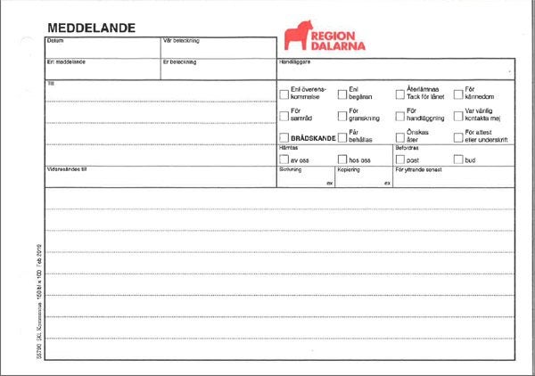 Produktbild - 55790 - Meddelande Region Dalarna
