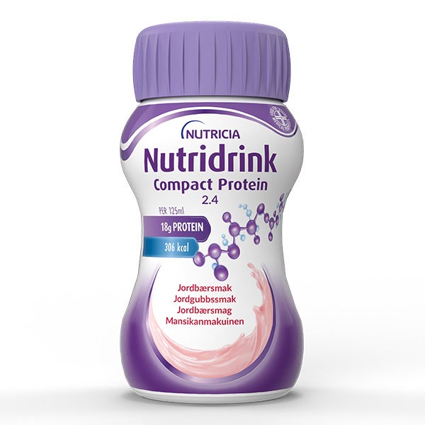 Produktbild - 64244 - Nutridrink Compact Protein kosttillägg protein jordgubb 240kcal/100ml 125ml