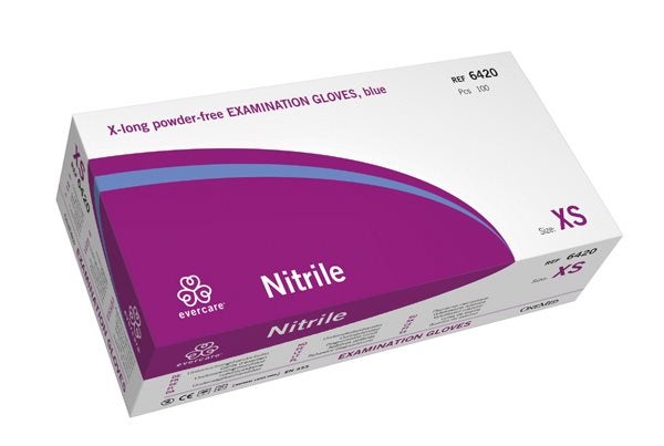 Produktbild - 54608 - Undersökningshandske nitril blå extra lång strl XS