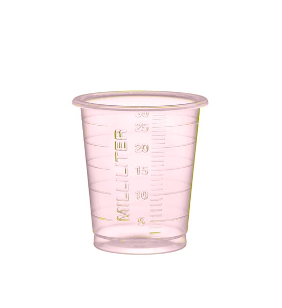 Produktbild - 59776 - Medicinbägare smal förnybar ECO röd plast 30ml 38x42mm