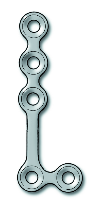 Produktbild - VF000122078 - Platta L-formad för mellanansiktet höger 5 hål för skruv 2,0mm