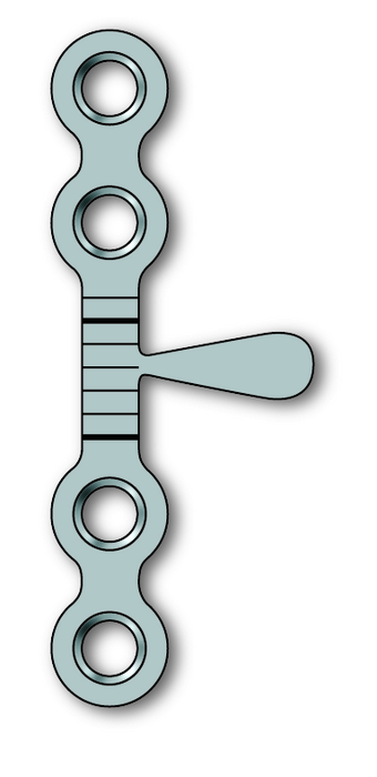 Produktbild - VF000122479 - Platta sagittal split rak för fixation i mandibel kort 4 hål tjocklek 2,0mm