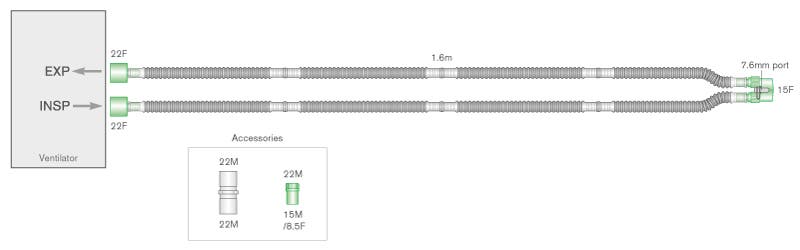 Produktbild - VF7000110 - Slangset narkos neonatal, 10mm x 1,6m