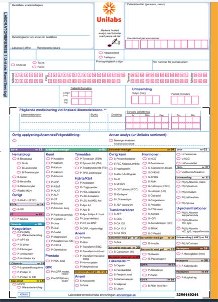 Produktbild - 44964 - Remiss Laboratorie 1 Unilabs Region Sörmland